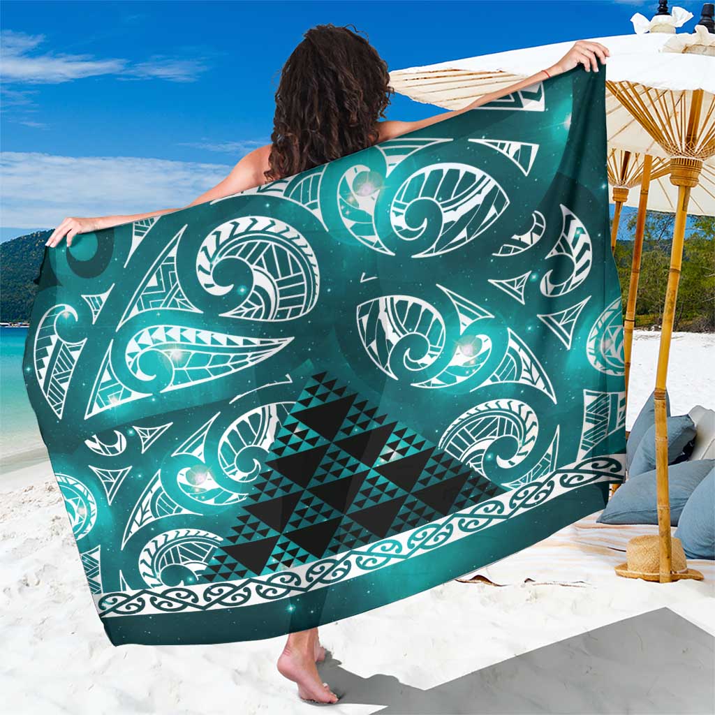 Matariki New Zealand Sarong NZ Niho Taniwha Maori New Year Cyan Galaxy LT14 One Size 44 x 66 inches Cyan - Polynesian Pride