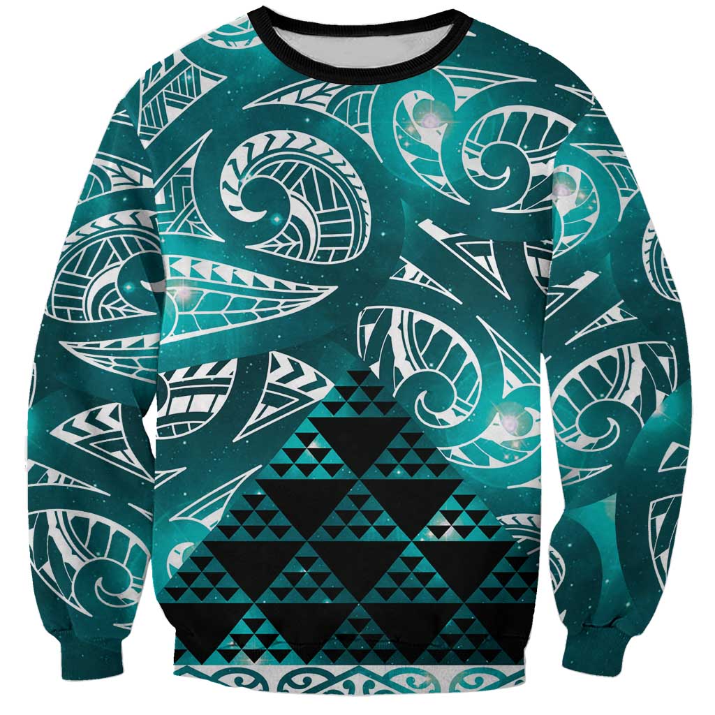 Matariki New Zealand Sweatshirt NZ Niho Taniwha Maori New Year Cyan Galaxy LT14 Unisex Cyan - Polynesian Pride