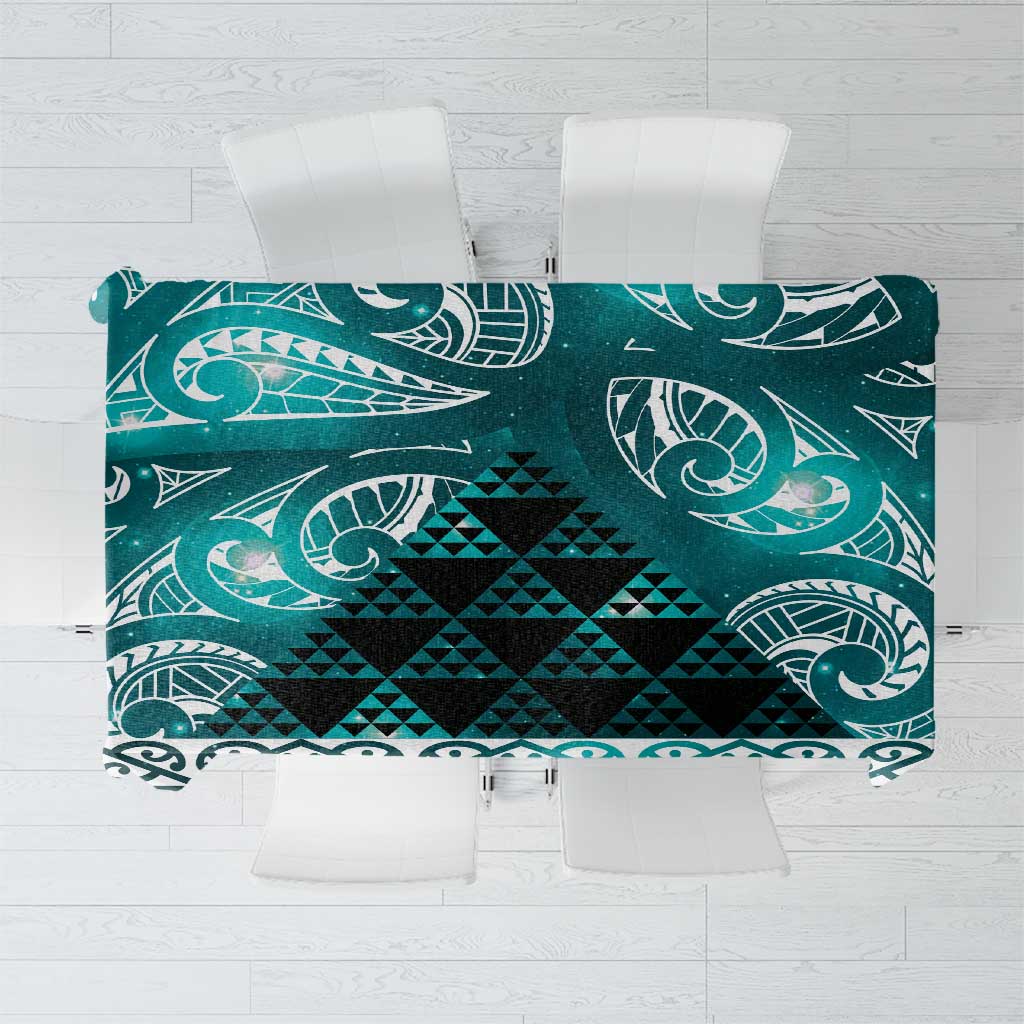 Matariki New Zealand Tablecloth NZ Niho Taniwha Maori New Year Cyan Galaxy LT14 Cyan - Polynesian Pride