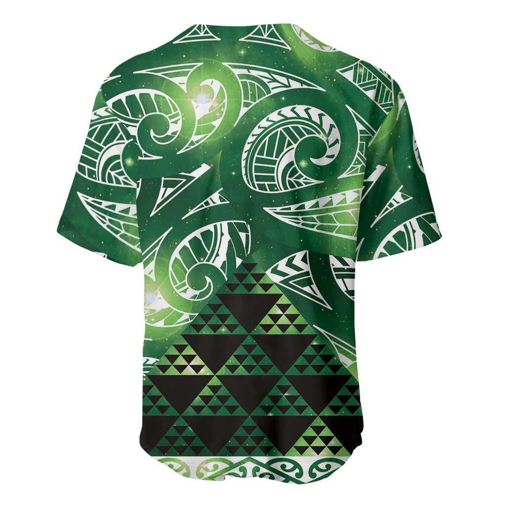 Matariki New Zealand Baseball Jersey NZ Niho Taniwha Maori New Year Green Galaxy LT14 - Polynesian Pride