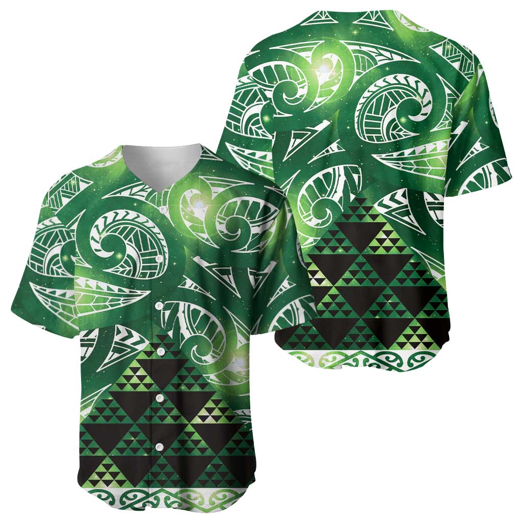 Matariki New Zealand Baseball Jersey NZ Niho Taniwha Maori New Year Green Galaxy LT14 - Polynesian Pride