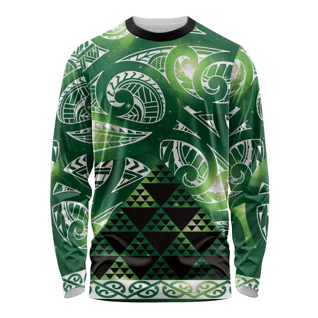 Matariki New Zealand Long Sleeve Shirt NZ Niho Taniwha Maori New Year Green Galaxy LT14 Unisex Green - Polynesian Pride