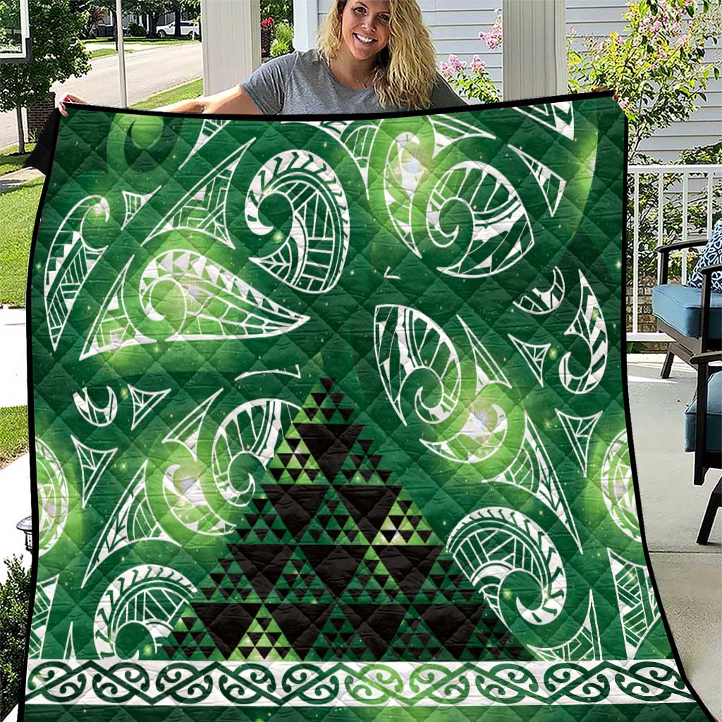 Matariki New Zealand Quilt NZ Niho Taniwha Maori New Year Green Galaxy LT14 Green - Polynesian Pride