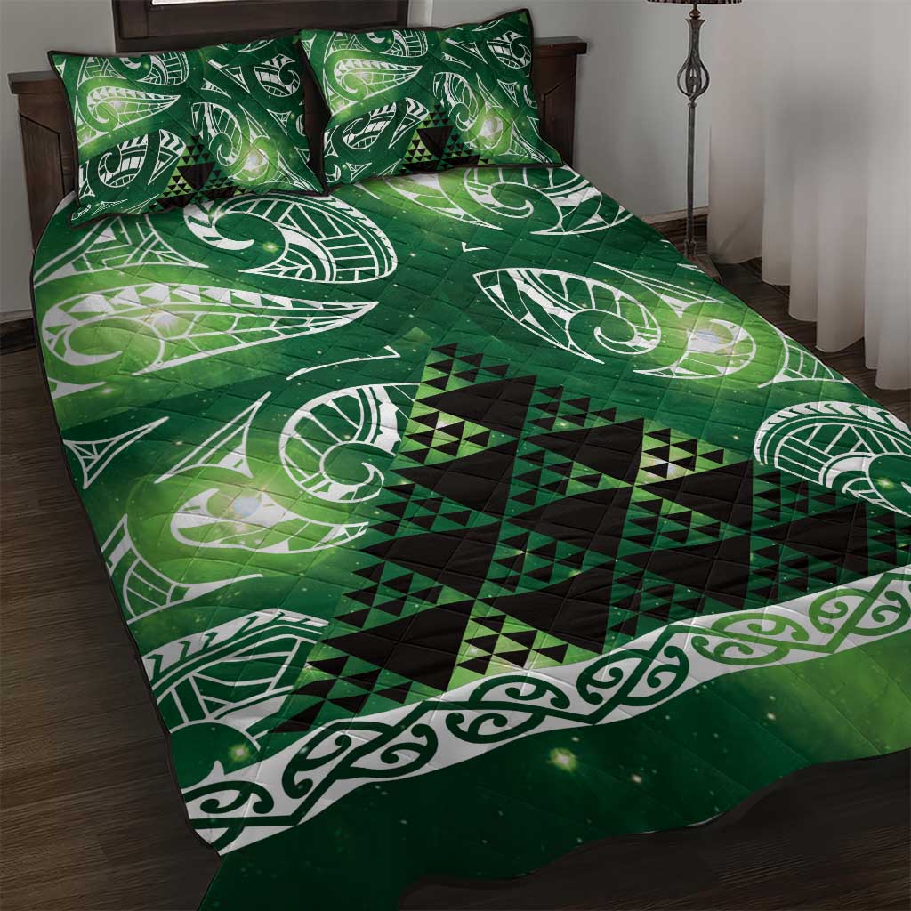 Matariki New Zealand Quilt Bed Set NZ Niho Taniwha Maori New Year Green Galaxy LT14 Green - Polynesian Pride