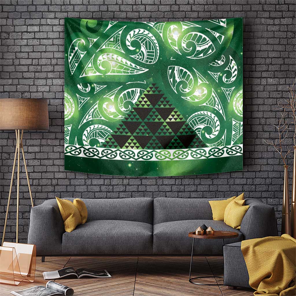 Matariki New Zealand Tapestry NZ Niho Taniwha Maori New Year Green Galaxy LT14 Green - Polynesian Pride
