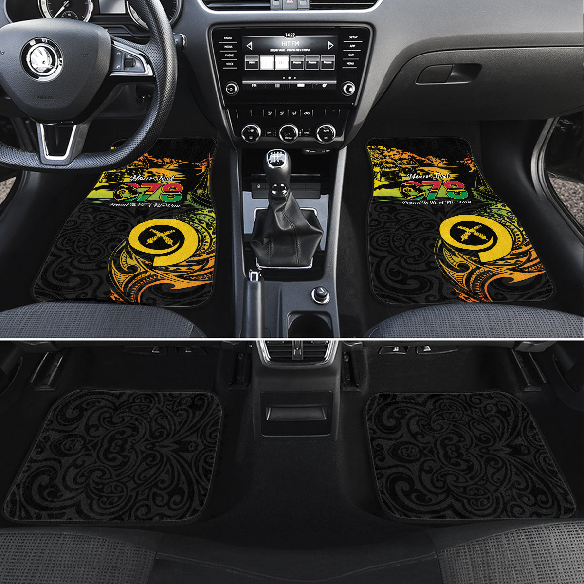 Personalised Vanuatu 678 Car Mats Proud To Be A Ni-Van LT14 Set 4pcs Black - Polynesian Pride