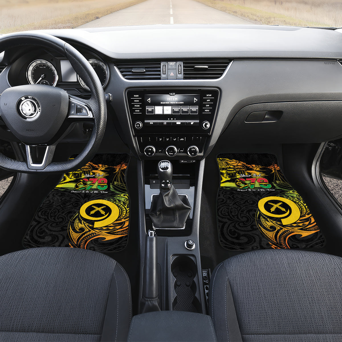 Personalised Vanuatu 678 Car Mats Proud To Be A Ni-Van LT14 Set 2pcs - Front Black - Polynesian Pride