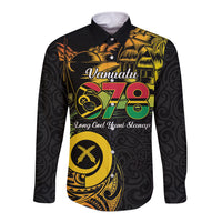 Personalised Vanuatu 678 Long Sleeve Button Shirt Proud To Be A Ni-Van LT14 Unisex Black - Polynesian Pride