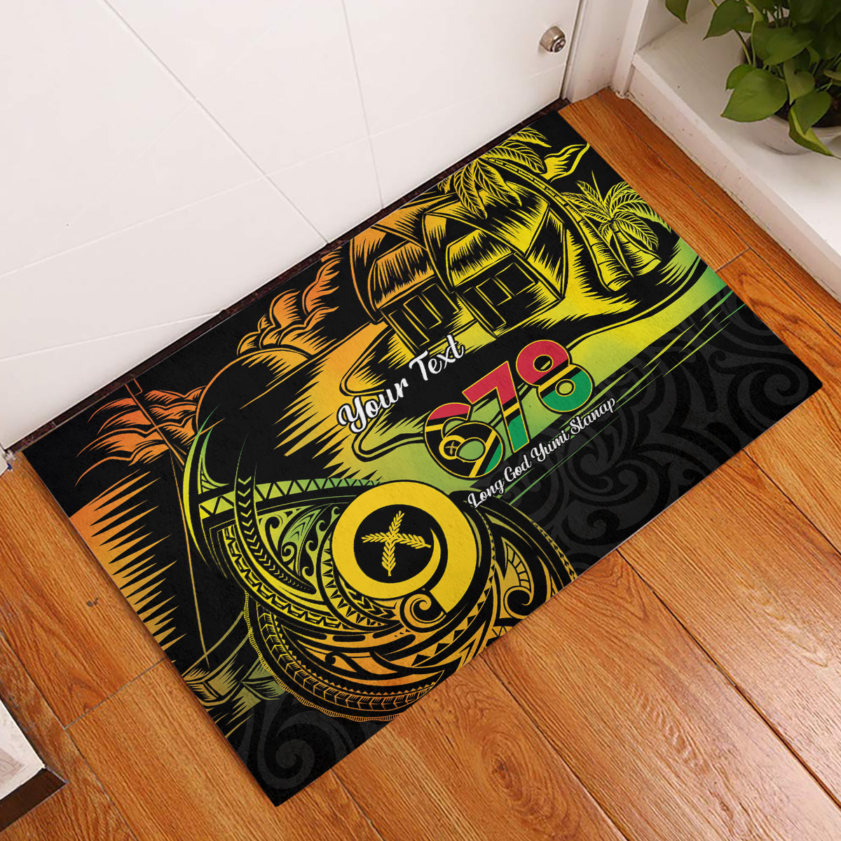 Personalised Vanuatu 678 Rubber Doormat Proud To Be A Ni-Van LT14 Black - Polynesian Pride