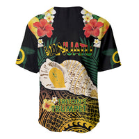 Vanuatu Triton's Trumpet Baseball Jersey Tropical Flowers Vanuatuan Map LT14 - Polynesian Pride