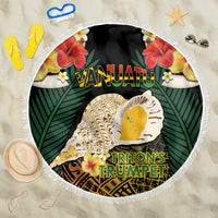 Vanuatu Triton's Trumpet Beach Blanket Tropical Flowers Vanuatuan Map LT14 One Size 150cm Black - Polynesian Pride