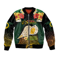 Vanuatu Triton's Trumpet Bomber Jacket Tropical Flowers Vanuatuan Map LT14 Unisex Black - Polynesian Pride