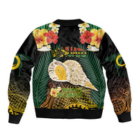 Vanuatu Triton's Trumpet Bomber Jacket Tropical Flowers Vanuatuan Map LT14 - Polynesian Pride