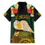 Vanuatu Triton's Trumpet Family Matching Off The Shoulder Long Sleeve Dress and Hawaiian Shirt Tropical Flowers Vanuatuan Map