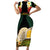 Vanuatu Triton's Trumpet Family Matching Short Sleeve Bodycon Dress and Hawaiian Shirt Tropical Flowers Vanuatuan Map