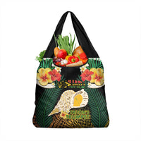 Vanuatu Triton's Trumpet Grocery Bag Tropical Flowers Vanuatuan Map LT14 1-pack One Size Black - Polynesian Pride