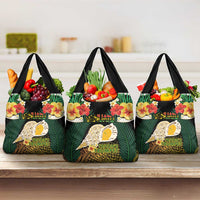 Vanuatu Triton's Trumpet Grocery Bag Tropical Flowers Vanuatuan Map LT14 3-pack One Size Black - Polynesian Pride