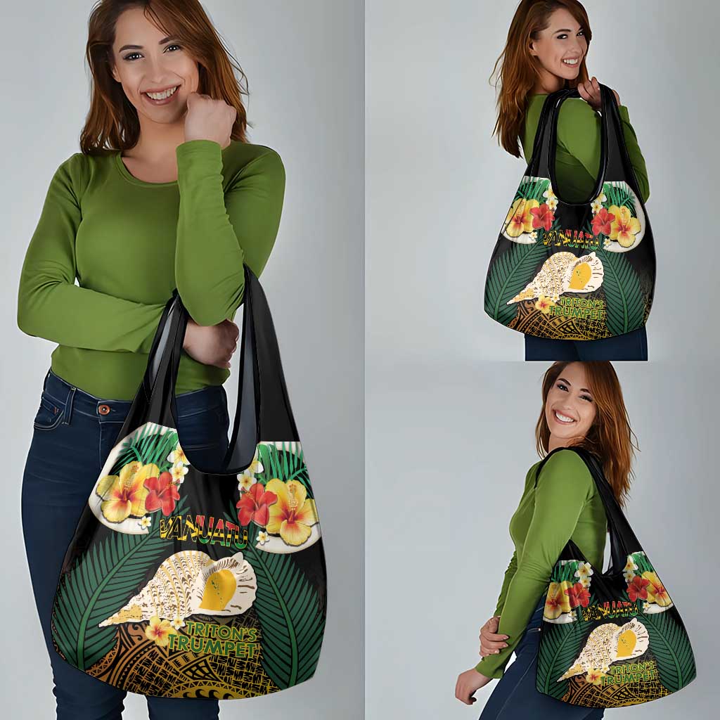 Vanuatu Triton's Trumpet Grocery Bag Tropical Flowers Vanuatuan Map LT14 - Polynesian Pride