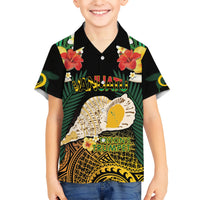 Vanuatu Triton's Trumpet Kid Hawaiian Shirt Tropical Flowers Vanuatuan Map LT14 Kid Black - Polynesian Pride