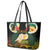 Vanuatu Triton's Trumpet Leather Tote Bag Tropical Flowers Vanuatuan Map