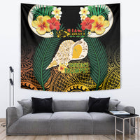Vanuatu Triton's Trumpet Tapestry Tropical Flowers Vanuatuan Map LT14 Black - Polynesian Pride