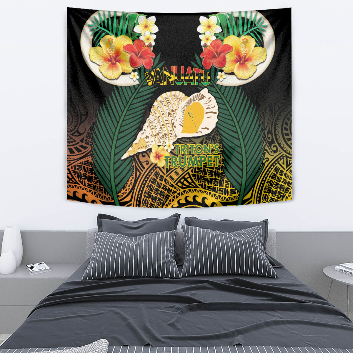 Vanuatu Triton's Trumpet Tapestry Tropical Flowers Vanuatuan Map LT14 - Polynesian Pride