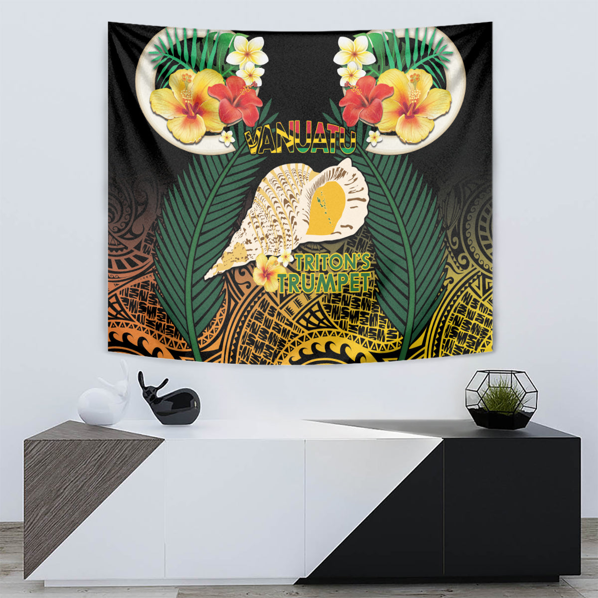 Vanuatu Triton's Trumpet Tapestry Tropical Flowers Vanuatuan Map LT14 - Polynesian Pride