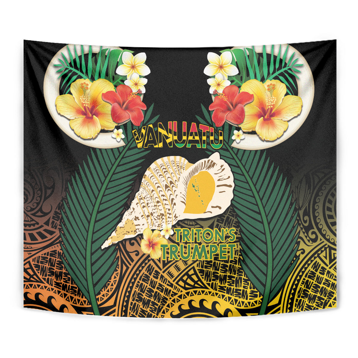 Vanuatu Triton's Trumpet Tapestry Tropical Flowers Vanuatuan Map LT14 - Polynesian Pride