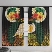 Vanuatu Triton's Trumpet Window Curtain Tropical Flowers Vanuatuan Map LT14 With Hooks Black - Polynesian Pride
