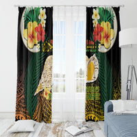 Vanuatu Triton's Trumpet Window Curtain Tropical Flowers Vanuatuan Map LT14 - Polynesian Pride