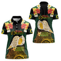Vanuatu Triton's Trumpet Women Polo Shirt Tropical Flowers Vanuatuan Map LT14 - Polynesian Pride