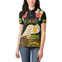 Vanuatu Triton's Trumpet Women Polo Shirt Tropical Flowers Vanuatuan Map LT14 - Polynesian Pride