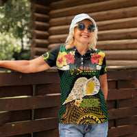 Vanuatu Triton's Trumpet Women Polo Shirt Tropical Flowers Vanuatuan Map LT14 - Polynesian Pride