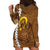 Vanuatu Coconut Crab Hoodie Dress Ni-Van Tropical Leaves With Sand Drawing Art