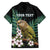 Personalised New Zealand Kakapo Family Matching Off The Shoulder Long Sleeve Dress and Hawaiian Shirt Aotearoa Fern With Manuka