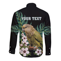 Personalised New Zealand Kakapo Long Sleeve Button Shirt Aotearoa Fern With Manuka LT14 - Polynesian Pride