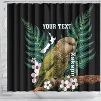 Personalised New Zealand Kakapo Shower Curtain Aotearoa Fern With Manuka LT14 - Polynesian Pride