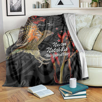 Personalised New Zealand Kea Blanket Nestor Notabilis With Harakeke Maori Pattern LT14 Black - Polynesian Pride