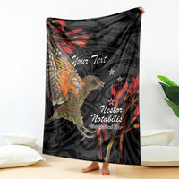 Personalised New Zealand Kea Blanket Nestor Notabilis With Harakeke Maori Pattern LT14 - Polynesian Pride