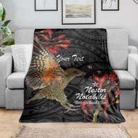 Personalised New Zealand Kea Blanket Nestor Notabilis With Harakeke Maori Pattern LT14 - Polynesian Pride