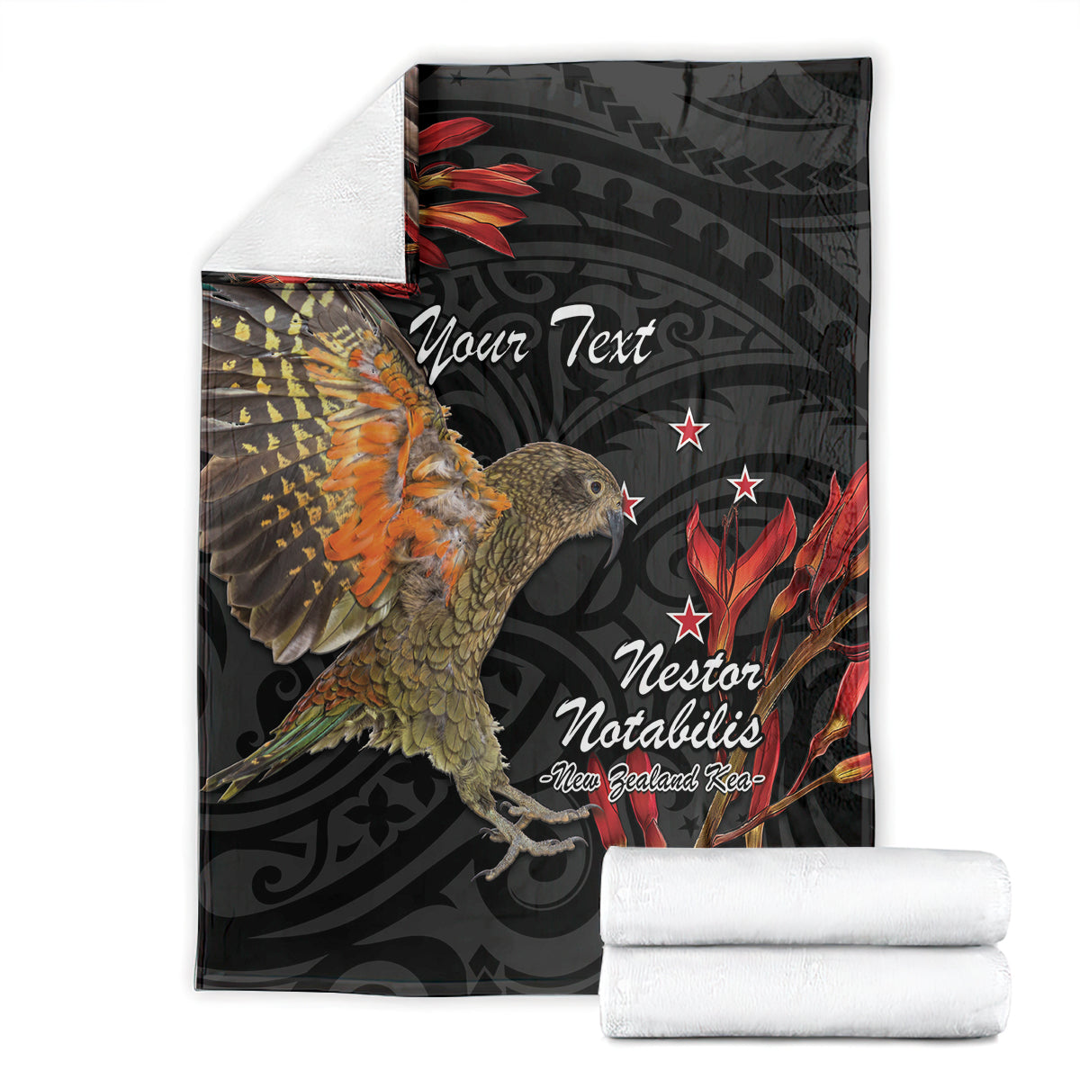 Personalised New Zealand Kea Blanket Nestor Notabilis With Harakeke Maori Pattern LT14 - Polynesian Pride