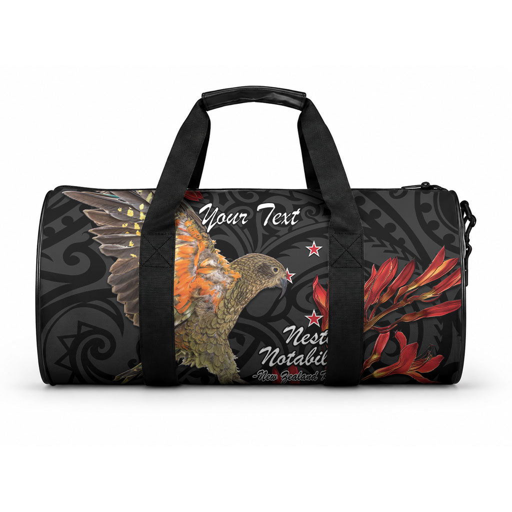 Personalised New Zealand Kea Duffle Bag Nestor Notabilis With Harakeke Maori Pattern LT14 One size Black - Polynesian Pride