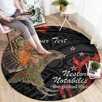 Personalised New Zealand Kea Round Carpet Nestor Notabilis With Harakeke Maori Pattern LT14 - Polynesian Pride