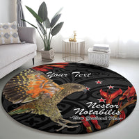 Personalised New Zealand Kea Round Carpet Nestor Notabilis With Harakeke Maori Pattern LT14 - Polynesian Pride