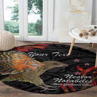 Personalised New Zealand Kea Round Carpet Nestor Notabilis With Harakeke Maori Pattern LT14 - Polynesian Pride
