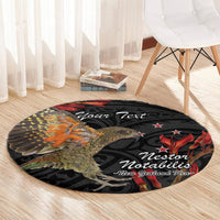 Personalised New Zealand Kea Round Carpet Nestor Notabilis With Harakeke Maori Pattern LT14 - Polynesian Pride