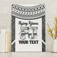Custom Fiji Tapa Rugby Canvas Wall Art Flying Fijian Black And White Version LT14 Without Frame Black - Polynesian Pride