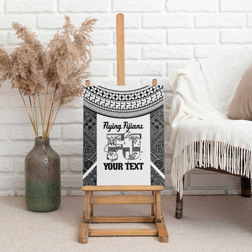 Custom Fiji Tapa Rugby Canvas Wall Art Flying Fijian Black And White Version LT14 - Polynesian Pride