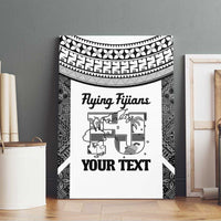 Custom Fiji Tapa Rugby Canvas Wall Art Flying Fijian Black And White Version LT14 - Polynesian Pride