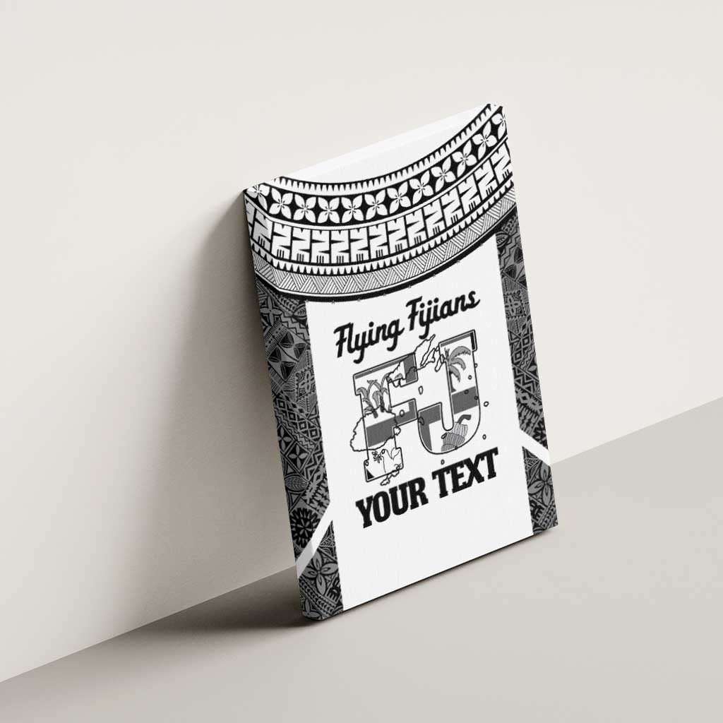 Custom Fiji Tapa Rugby Canvas Wall Art Flying Fijian Black And White Version LT14 - Polynesian Pride